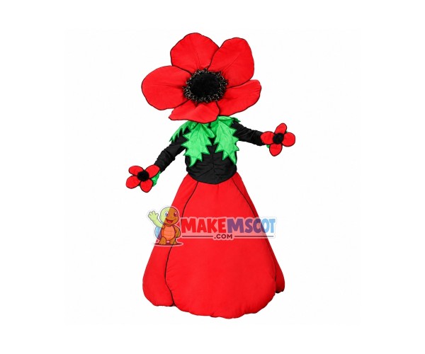Red Flower Mascot Adult Costume	