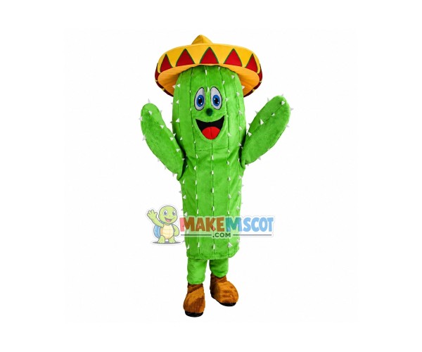 Adult Cartoon Mexican Cactus Mascot Costume 