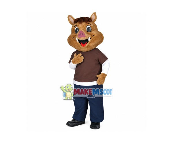 Lovely Brown Wild Boar Mascot Adult Costume Lovely Brown Wild Boar Mascot Adult Costume