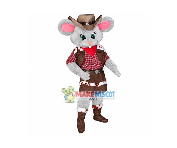 Cowgirl Grey Mouse Mascot Adult Costume	