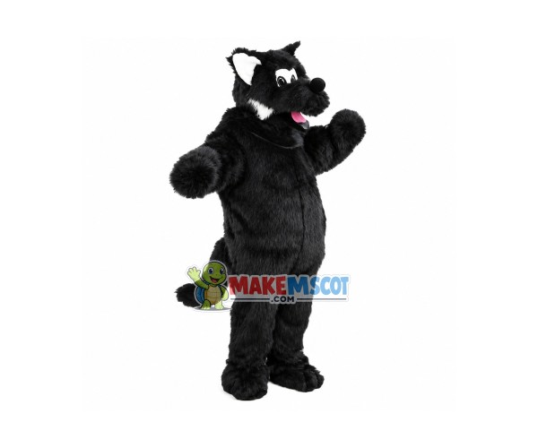 Long Plush Black Wolf Mascot Costume Long Plush Black Wolf Mascot Costume