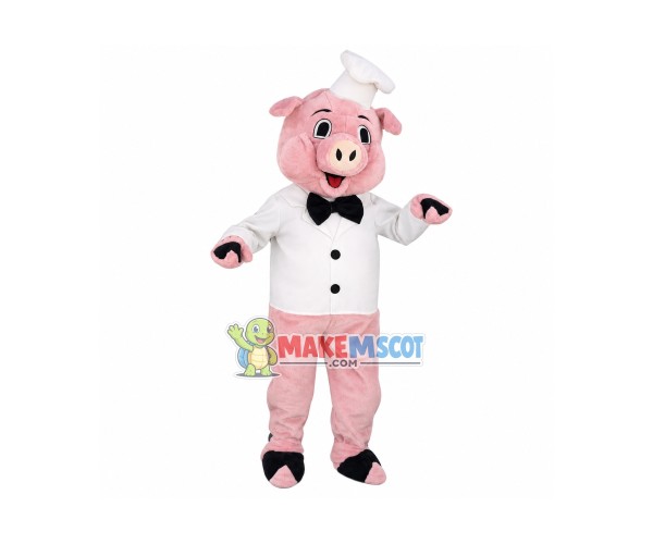 Lovely Chef Pink Pig Mascot Costume Lovely Chef Pink Pig Mascot Costume