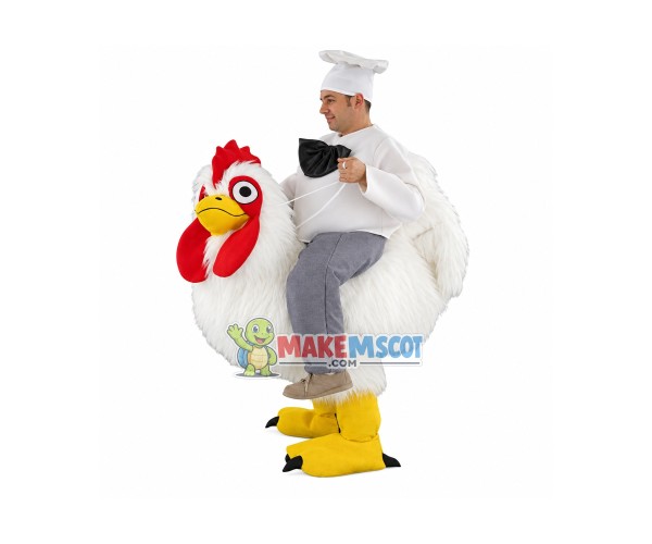 Carry Me Ride On White Rooster Long Fur Costume Animal Funny Pants Novelty Carry Me Ride On White Rooster Long Fur Costume Animal Funny Pants Novelty