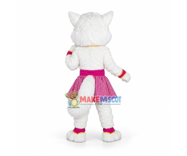 Lovely Beautiful White Cat Girl Mascot Costume 