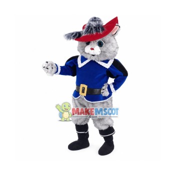 Cavalier Grey Cat Long Fur Mascot Costume Cavalier Grey Cat Long Fur Mascot Costume