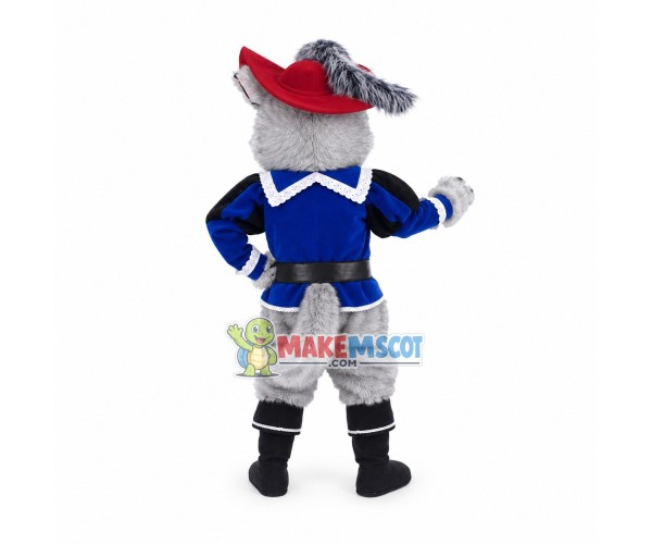 Cavalier Grey Cat Long Fur Mascot Costume 