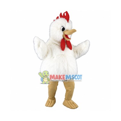 White Rooster Long Plush Mascot Costume 