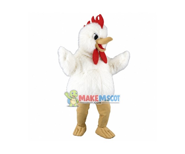White Rooster Long Plush Mascot Costume White Rooster Long Plush Mascot Costume