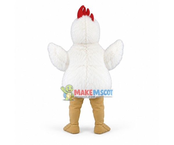 White Rooster Long Plush Mascot Costume 