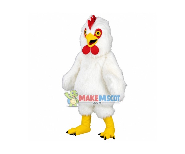 White Rooster Long Fur Mascot Costume White Rooster Long Fur Mascot Costume