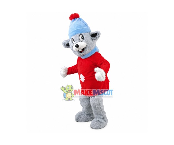 Happy Gray Mouse Long Fur Mascot Costume Fancy Dress Outfit Happy Gray Mouse Long Fur Mascot Costume Fancy Dress Outfit