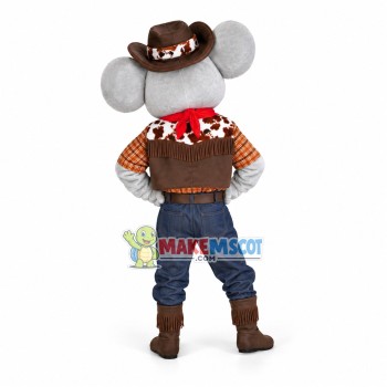 Cowboy Gray Mouse Mascot Costume Cowboy Gray Mouse Mascot Costume