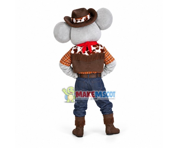 Cowboy Gray Mouse Mascot Costume Cowboy Gray Mouse Mascot Costume