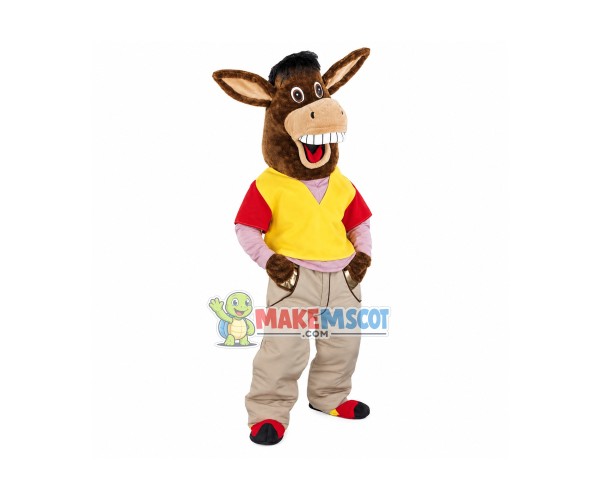 Happy Donkey Mascot Costume Fancy Dress Outfit Happy Donkey Mascot Costume Fancy Dress Outfit