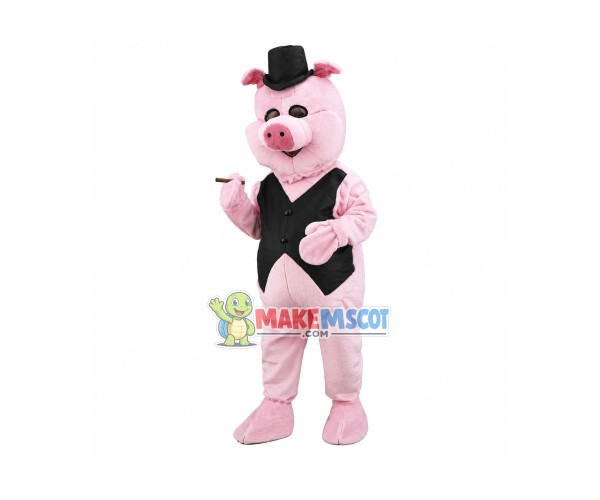 Gentleman Pig Mascot Adult Costume Gentleman Pig Mascot Adult Costume
