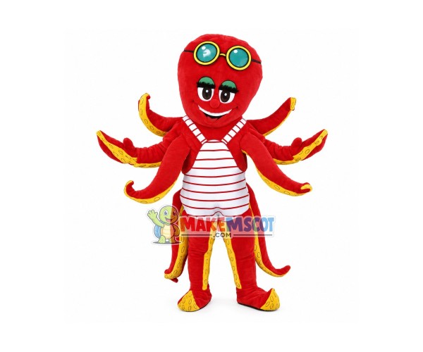 Lovely Red Octopus Mascot Costume Fancy Dress Outfit Lovely Red Octopus Mascot Costume Fancy Dress Outfit