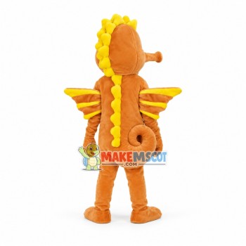 Orange Seahorse Mascot Adult Costume Orange Seahorse Mascot Adult Costume