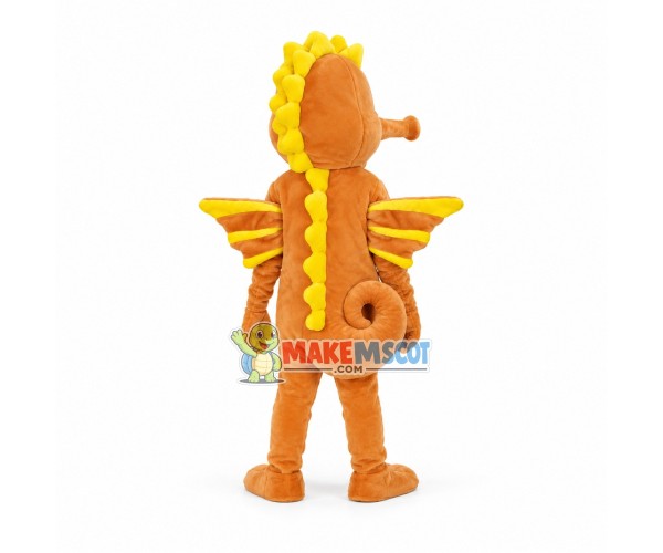 Orange Seahorse Mascot Adult Costume Orange Seahorse Mascot Adult Costume