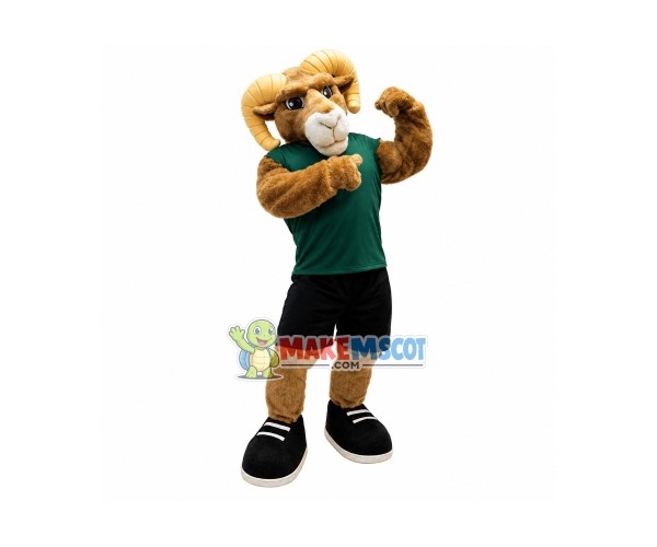 Power Brown Ram High School Mascot Costume Power Brown Ram High School Mascot Costume