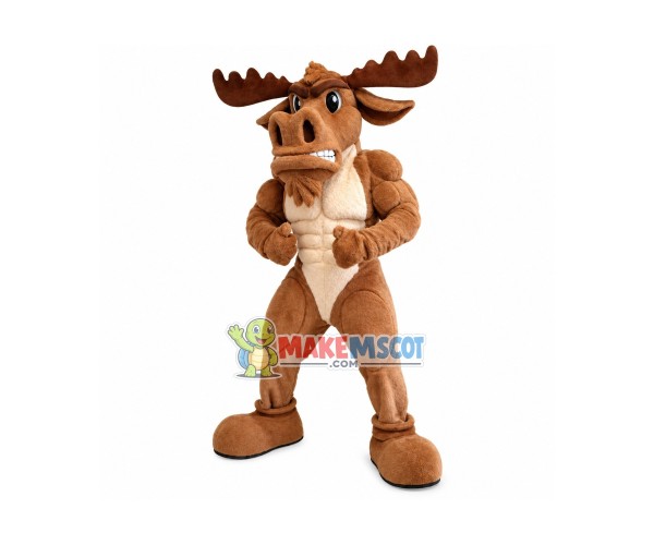 Fierce Power Brown Moose Academy Mascot Costume Fierce Power Brown Moose Academy Mascot Costume