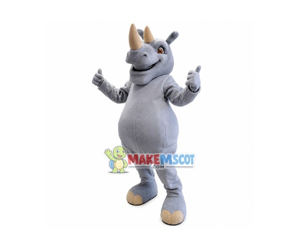 Ice Hockey Grey Rhino Mascot Costume 