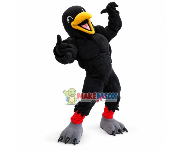 Power Black Raven Mascot Costume Power Black Raven Mascot Costume