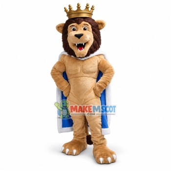 Power King Lion Mascot Adult Costume 