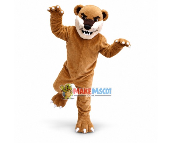Fierce Khaki Bearcat College Mascot Costume Fierce Khaki Bearcat College Mascot Costume