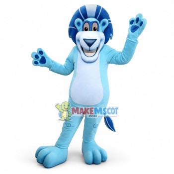 Optimistic Blue Lion Mascot Costume 