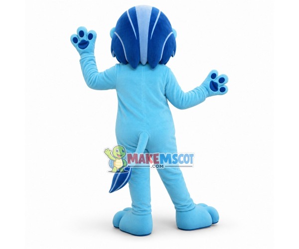 Optimistic Blue Lion Mascot Costume Optimistic Blue Lion Mascot Costume