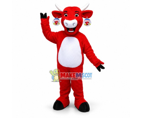 Lovely Red Cow Mascot Adult Costume 