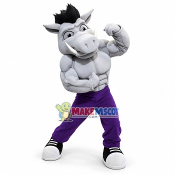 Power Gray Razorback Pig High School Mascot Costume 