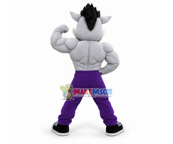 Power Gray Razorback Pig High School Mascot Costume Power Gray Razorback Pig High School Mascot Costume