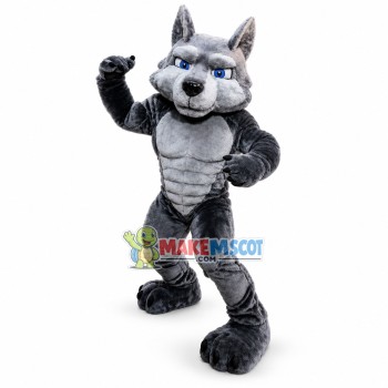 Power Gray Wolf Mascot Adult Costume Power Gray Wolf Mascot Adult Costume