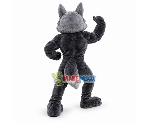 Power Gray Wolf Mascot Adult Costume Power Gray Wolf Mascot Adult Costume