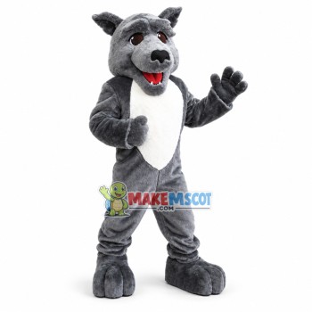 Happy Grey Adult Wolfhound School Mascot Costume Happy Grey Adult Wolfhound School Mascot Costume
