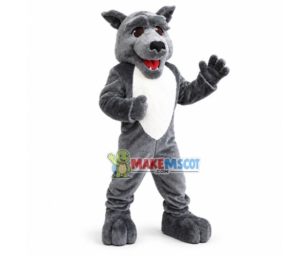Happy Grey Adult Wolfhound School Mascot Costume Happy Grey Adult Wolfhound School Mascot Costume