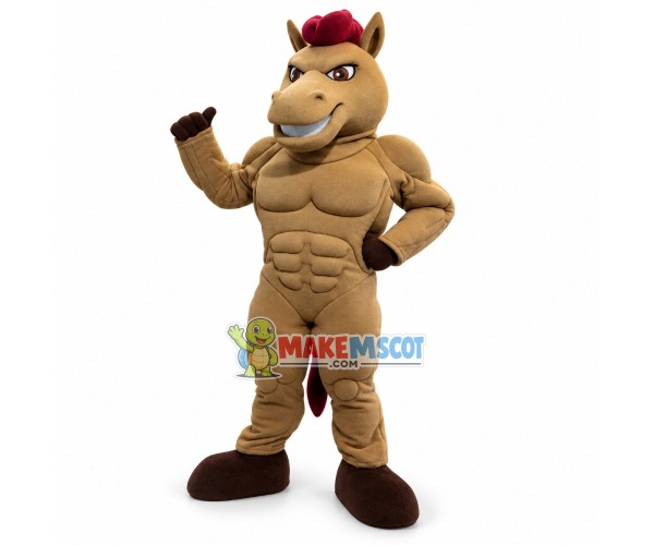 Power Light Brown Mustang High School Mascot Costume 