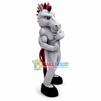 Power Gray Mustang Mascot Adult Costume Power Gray Mustang Mascot Adult Costume