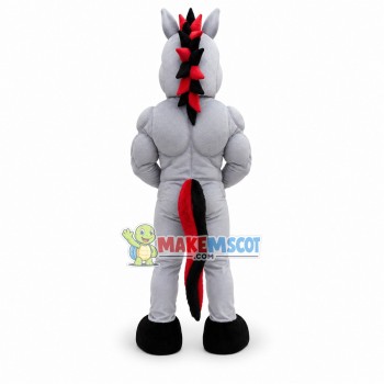 Power Gray Mustang Mascot Adult Costume Power Gray Mustang Mascot Adult Costume
