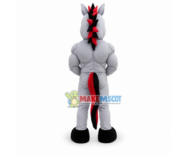 Power Gray Mustang Mascot Adult Costume 