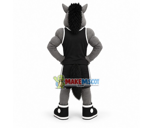 High School Sports Grey Mustang Mascot Costume High School Sports Grey Mustang Mascot Costume