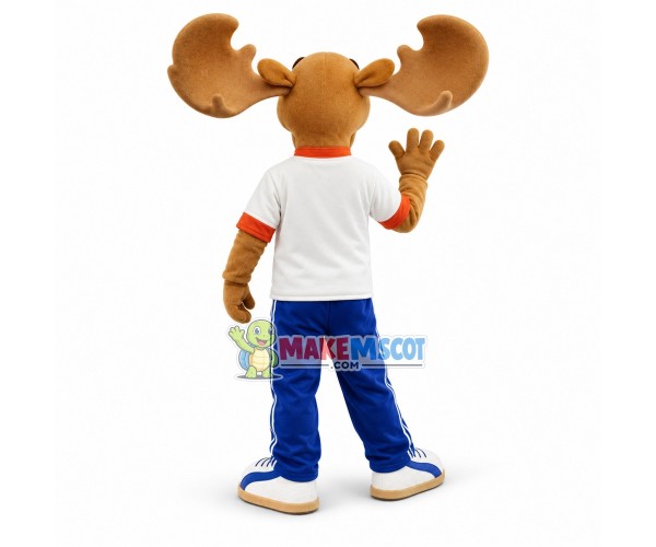 Polite Light Brown Moose Mascot Adult Costume Polite Light Brown Moose Mascot Adult Costume