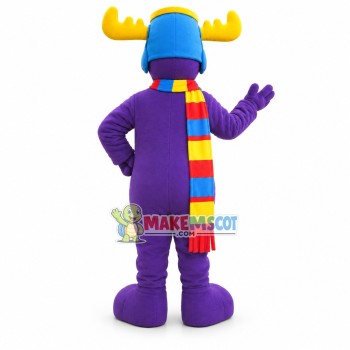 Skiing Purple Moose Mascot Adult Costume 
