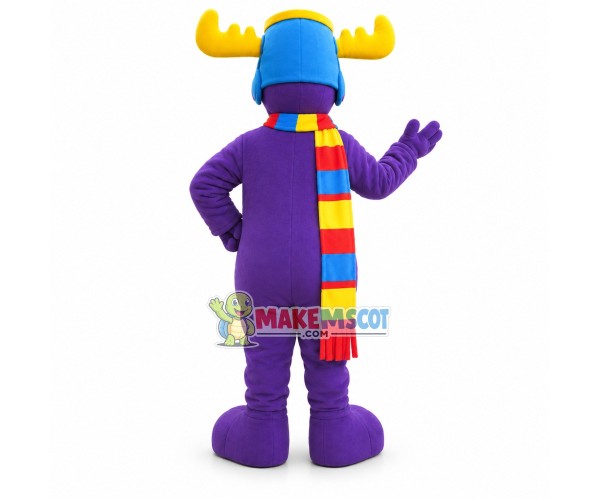 Skiing Purple Moose Mascot Adult Costume 