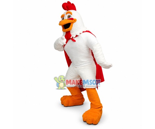 Superhero White Rooster Mascot Costume Superhero White Rooster Mascot Costume