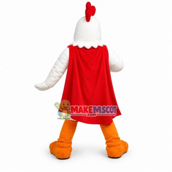 Superhero White Rooster Mascot Costume 