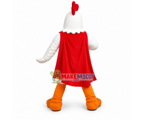 Superhero White Rooster Mascot Costume Superhero White Rooster Mascot Costume