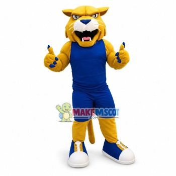 University Power Yellow Wildcat Mascot Costume 
