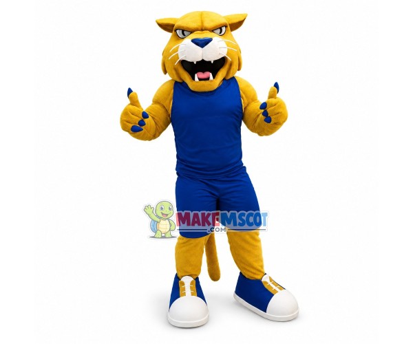 University Power Yellow Wildcat Mascot Costume University Power Yellow Wildcat Mascot Costume
